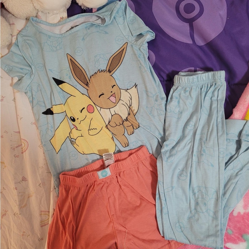 Pokemon Light Blue and Coral Pajama Set